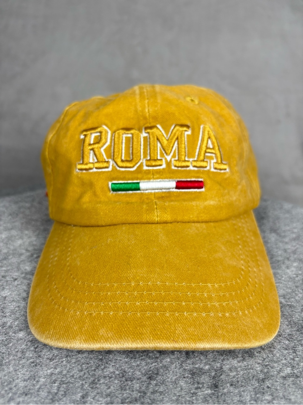 Roma Italy Embroidered Mustard Yellow Dad Hat